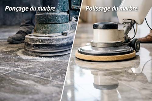 Ponçage vs polissage du marbre